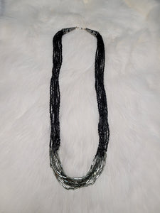 Jet Opaque Diamond Gray Multi-Strand Necklace