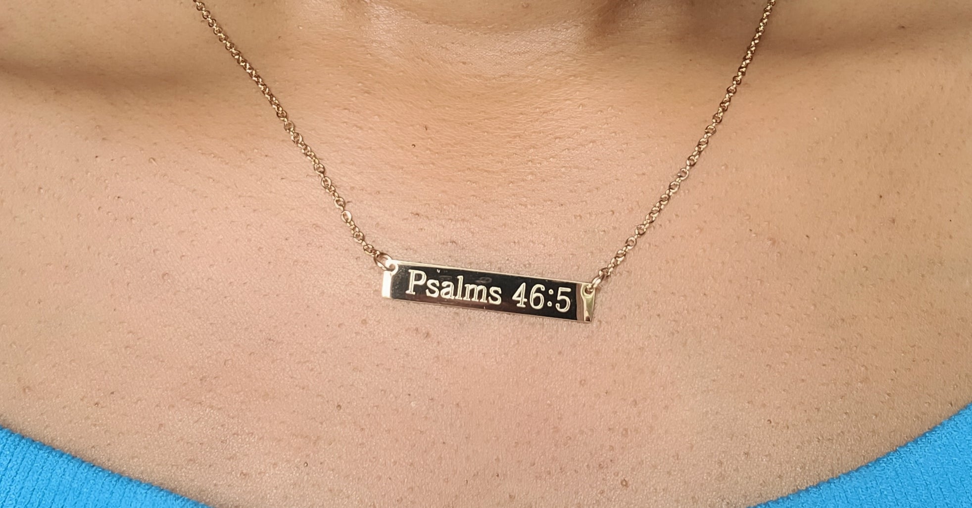 Psalms 46:5 Bible Verse Bar Necklace